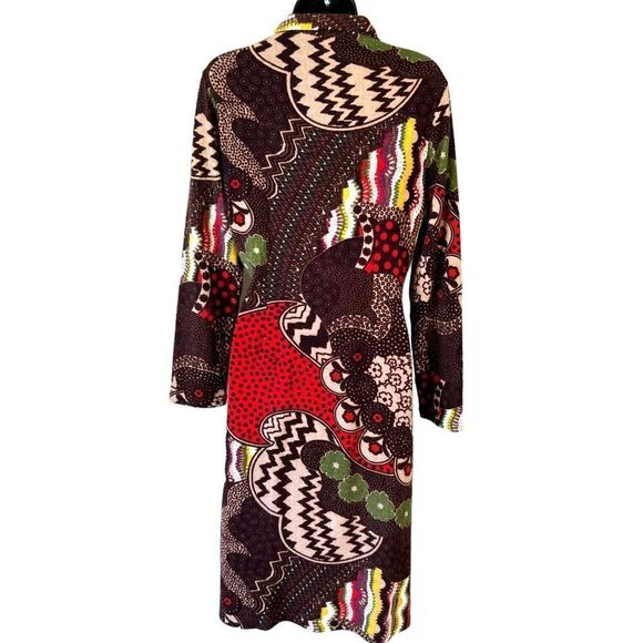 I AM Alberto Makali Long Sleeve Wool Blend Button Down Floral Midi Dress - Picture 10 of 10